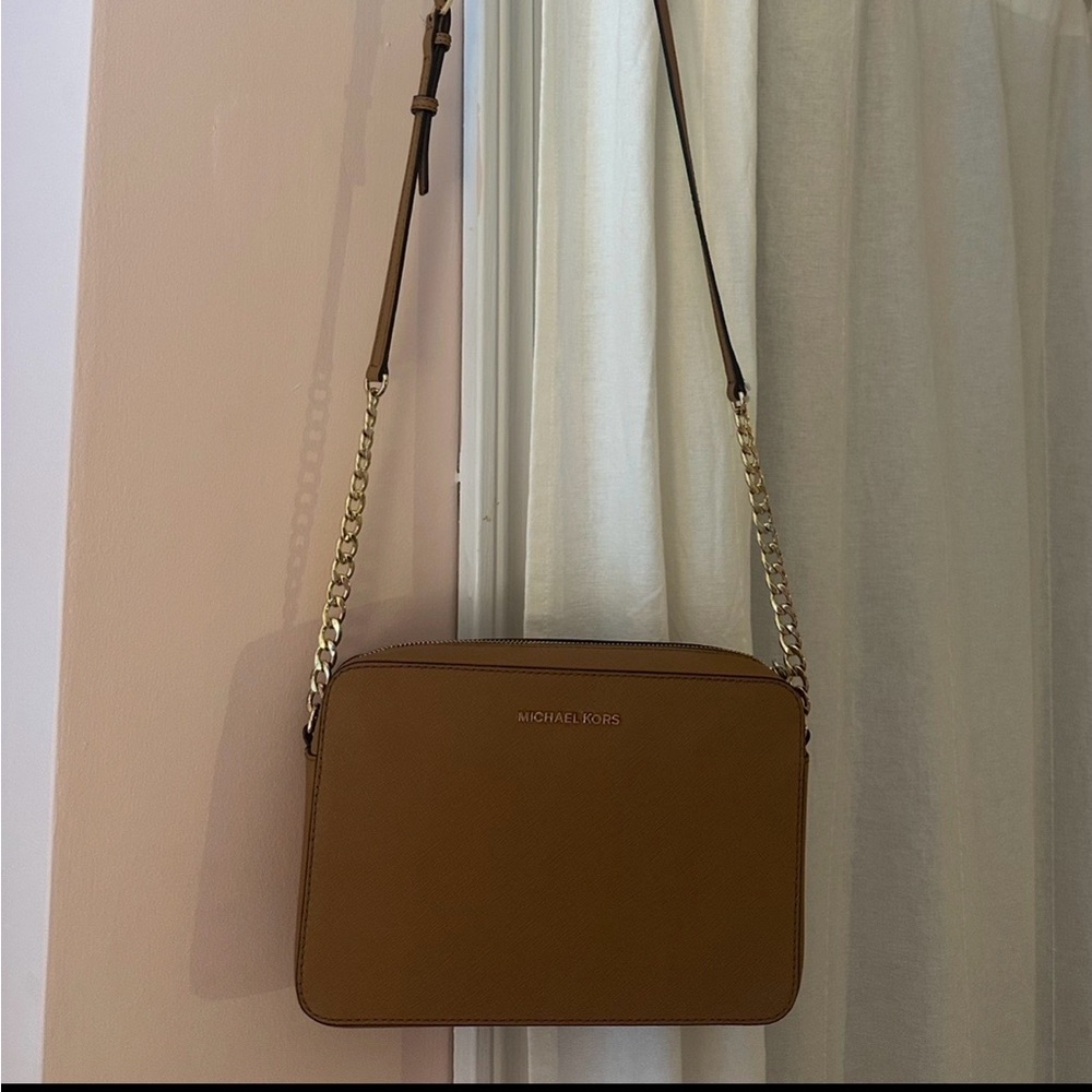 Michael Kors Brown Crossbody Bag with Gold Chain